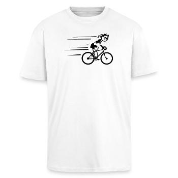 Radfahrer Strichmännchen radeln schnell - Oversized Heavyweight Unisex T-Shirt - Weiß - Vorne - Alina (178cm) & Michal (187cm)