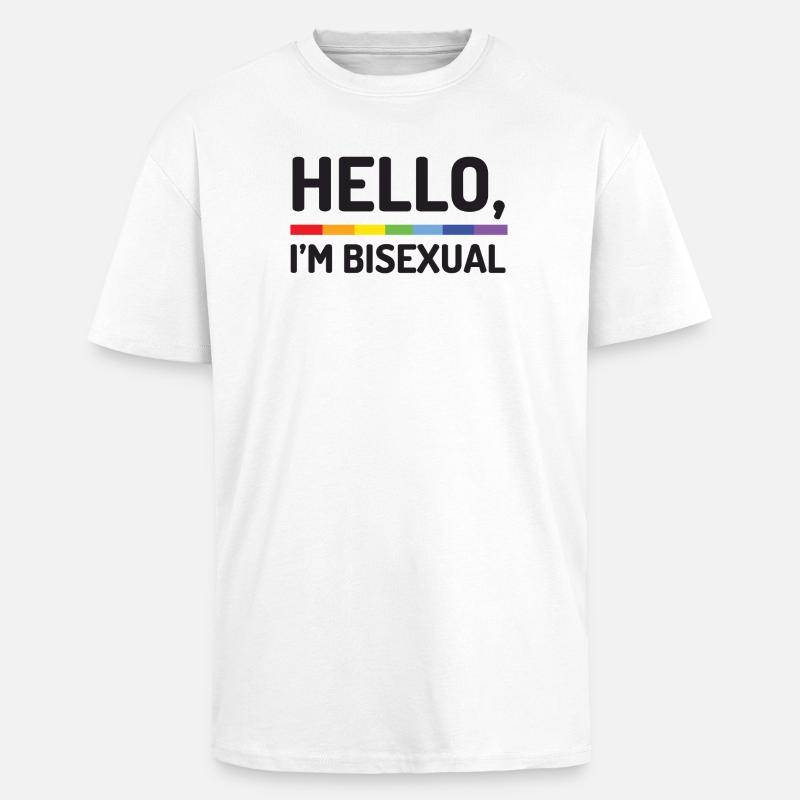 Hello, I’m Bisexual - Unisex Oversized Heavyweight T-shirt - white