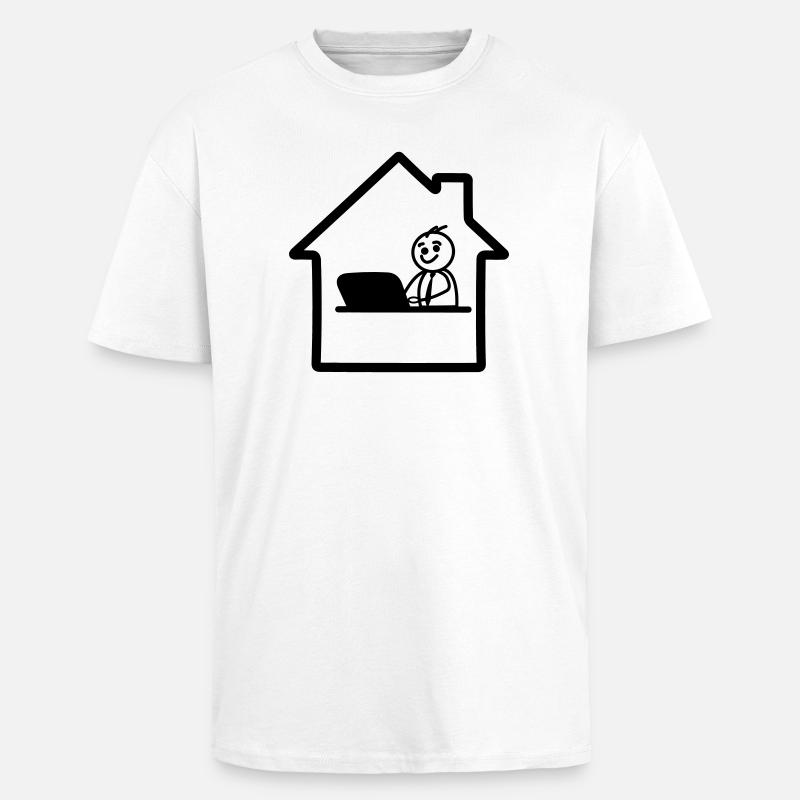 Arbeiten zu Hause einfaches Logo - Oversized Heavyweight Unisex T-Shirt - Weiß