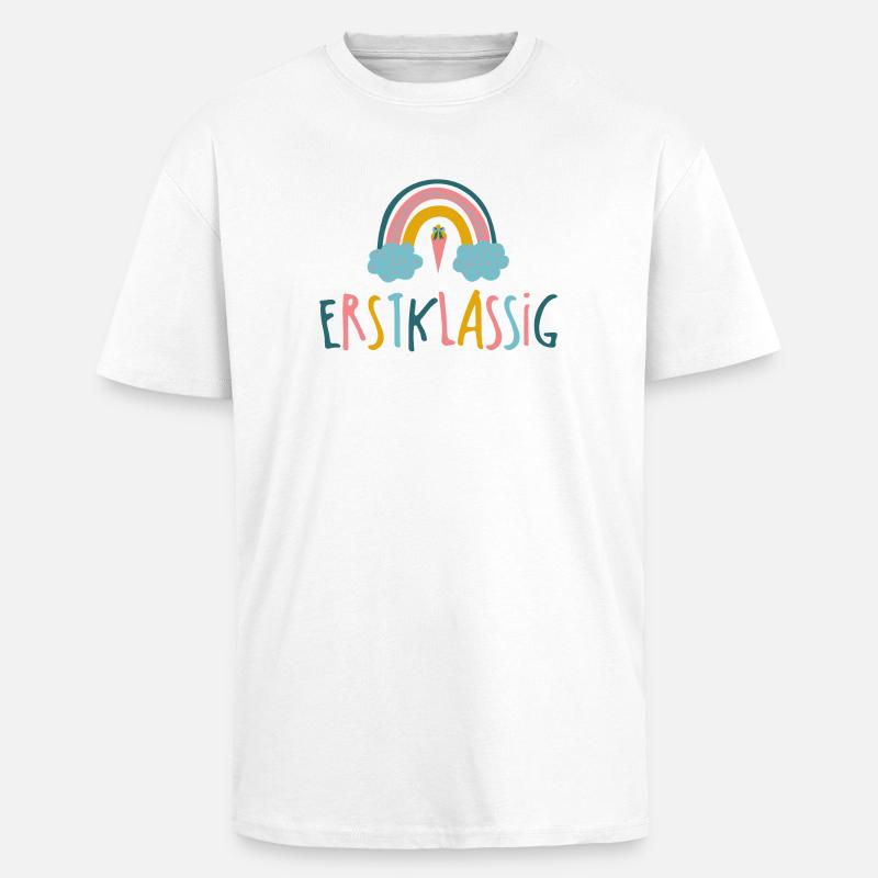 Erstlassig - Schulkind - Regenbogen - Oversized Heavyweight Unisex T-Shirt - Weiß
