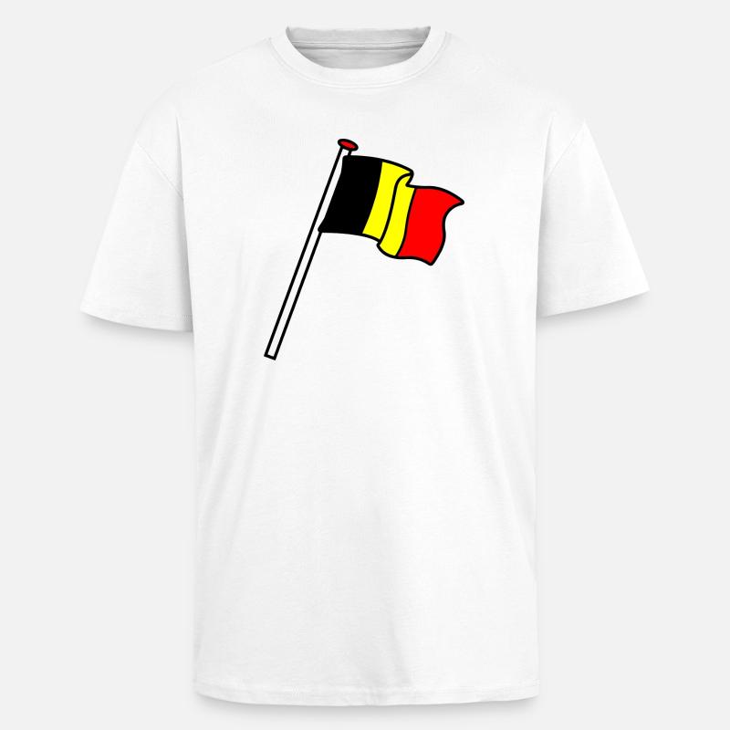 Drapeau Belgique Drapeaux BE - T-shirt unisexe oversize épais - blanc