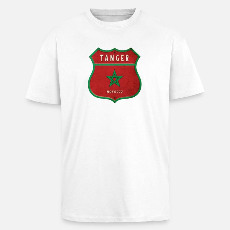 Tanger Maroc Armoiries Drapeaux Design - T-shirt unisexe oversize épais - blanc