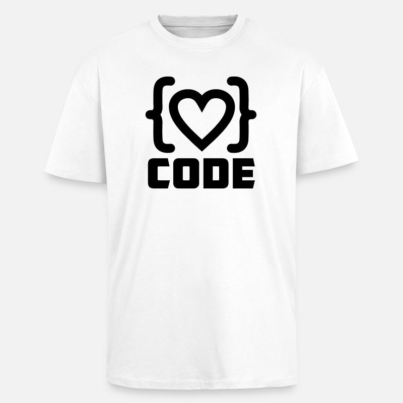 Herzprogrammierer Code Logo mit Text CODE - Oversized Heavyweight Unisex T-Shirt - Weiß