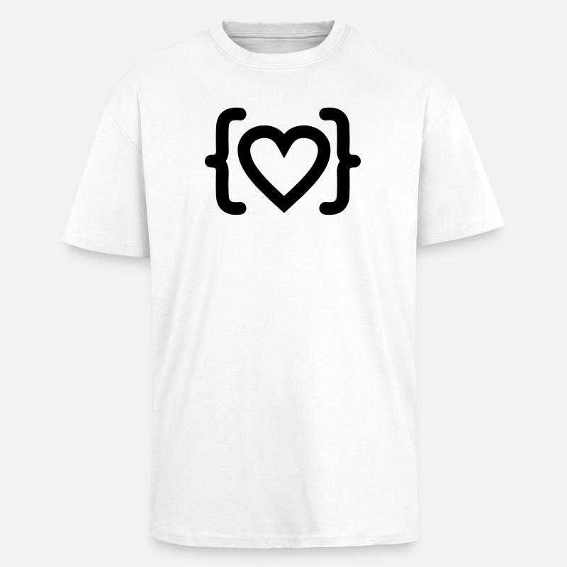 Heart of programmer code logo - Unisex Oversized Heavyweight T-shirt - white
