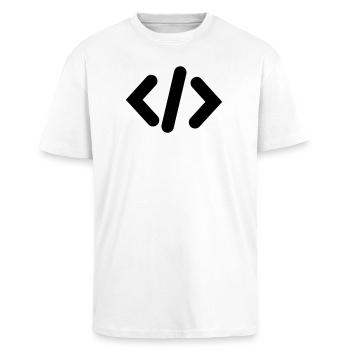 Programmierer-Code - Oversized Heavyweight Unisex T-Shirt - Weiß - Vorne - Alina (178cm) & Michal (187cm)
