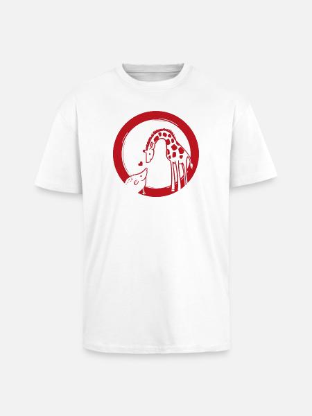 Amour de girafe et hérisson - T-shirt unisexe oversize épais - blanc