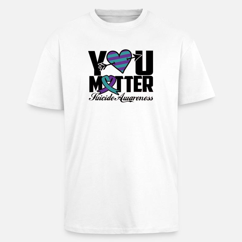 Vous êtes important Conscience Suicide - T-shirt unisexe oversize épais - blanc