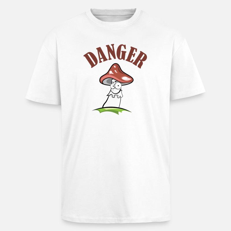 Toadstool danger symbol comic funny - Unisex Oversized Heavyweight T-shirt - white