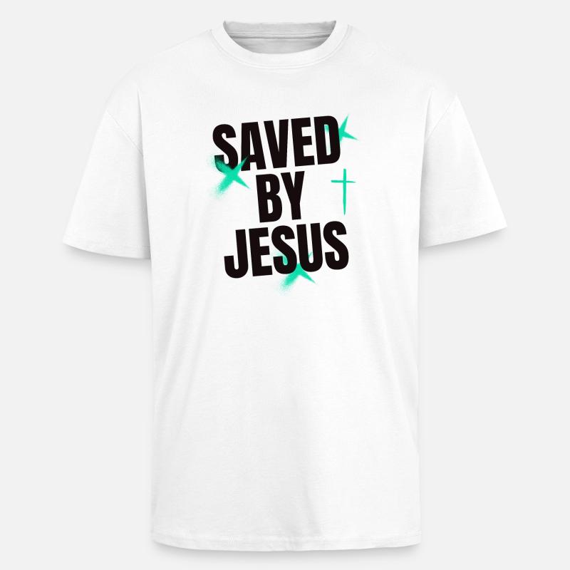 Saved by Jesus - Unisex Oversized Heavyweight T-shirt - white