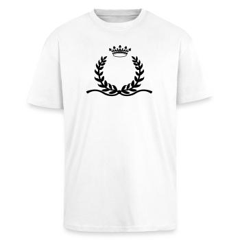 Laurel wreath with long spurs crown - Unisex Oversized Heavyweight T-shirt - white - Front - Alina (178cm) & Michal (187cm)