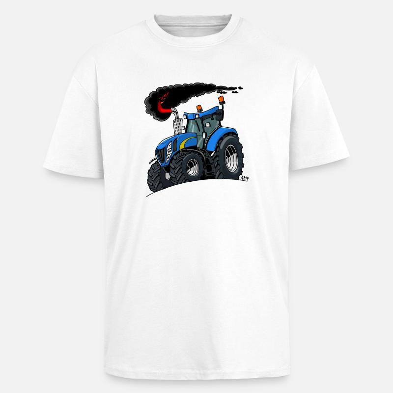 Blauer Traktor - Oversized Heavyweight Unisex T-Shirt - Weiß