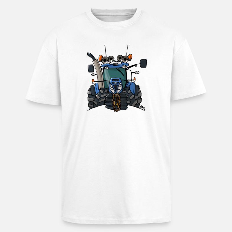 0397 Blauer Traktor - Oversized Heavyweight Unisex T-Shirt - Weiß