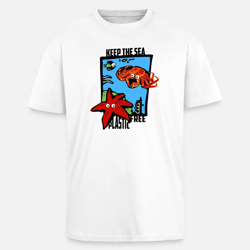 Halte das Meer Plastikfrei - Oversized Heavyweight Unisex T-Shirt - Weiß