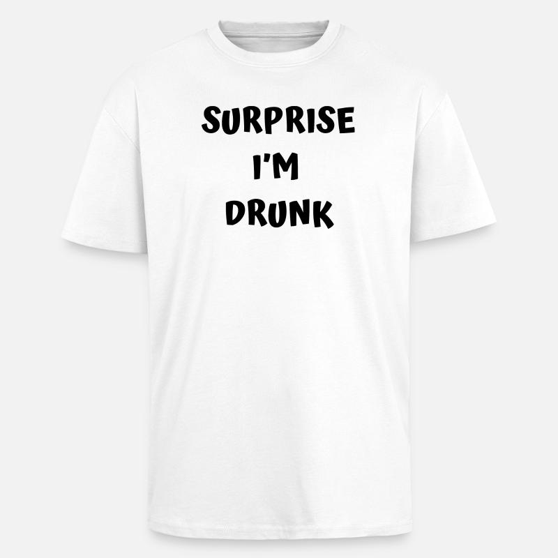 Texte drôle d’ivrogne - T-shirt unisexe oversize épais - blanc