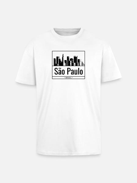 Sao Paulo Brasil Skyline Design - Unisex Oversized Heavyweight T-shirt - white