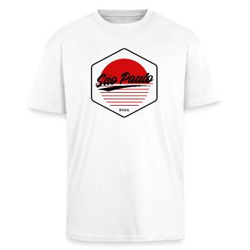 São Paulo Sunset Heart - Unisex Oversized Heavyweight T-shirt - white - Front - Alina (178cm) & Michal (187cm)