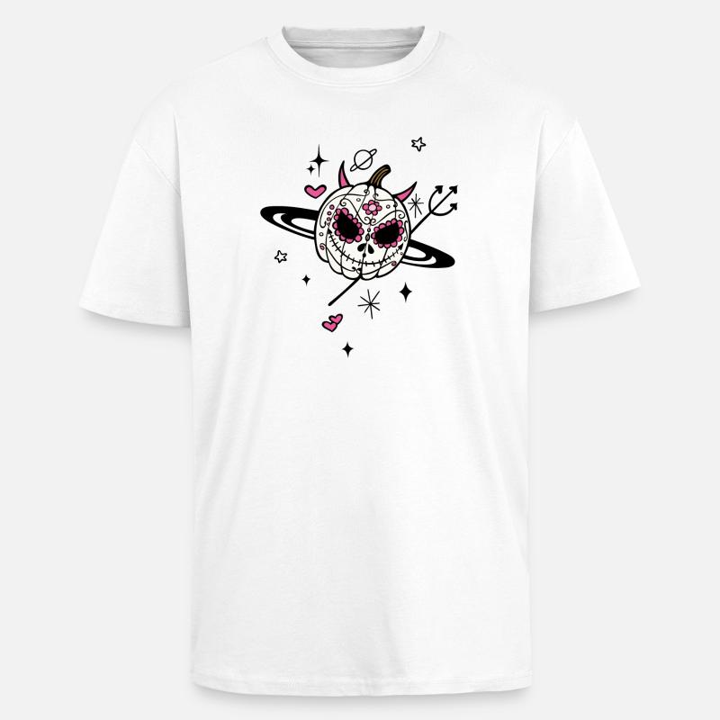 Pumpkin Devil Halloween Universe - Unisex Oversized Heavyweight T-shirt - white