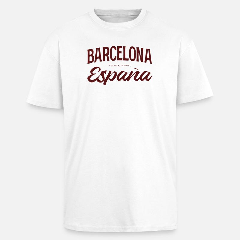Barcelona Spanien Script Logo - Oversized Heavyweight Unisex T-Shirt - Weiß