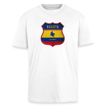Armoiries de Bogotá Colombia - T-shirt unisexe oversize épais - blanc - Devant - Alina (178cm) & Michal (187cm)