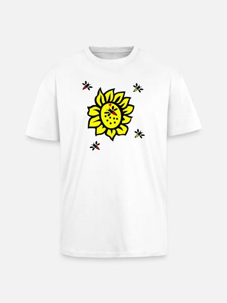 Sonnenblume, Bienen - Oversized Heavyweight Unisex T-Shirt - Weiß