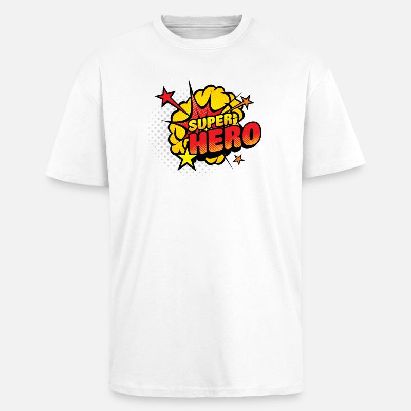 Superhelden Comic Explosion - Oversized Heavyweight Unisex T-Shirt - Weiß