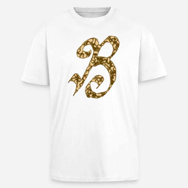 B / Initial - Unisex Oversized Heavyweight T-shirt - white