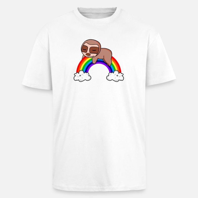 Rainbow Sloth - Unisex Oversized Heavyweight T-shirt - white