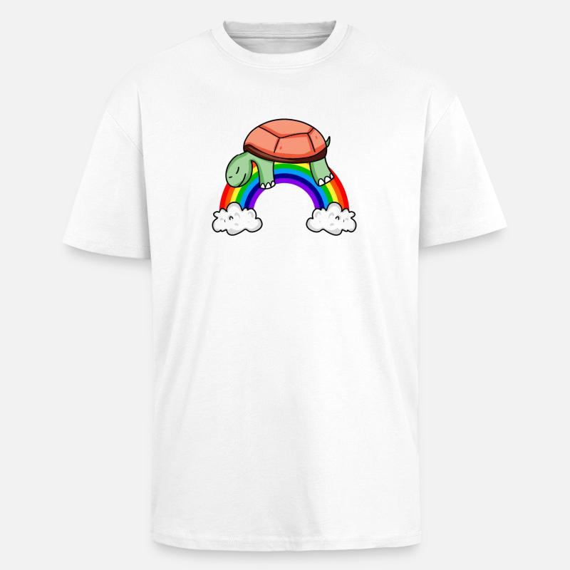 Rainbow Turtle - Unisex Oversized Heavyweight T-shirt - white