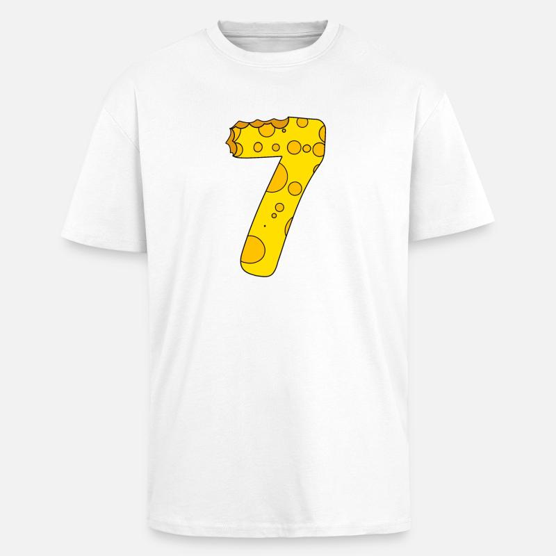 Numéro 7 Digit Cheese - T-shirt unisexe oversize épais - blanc