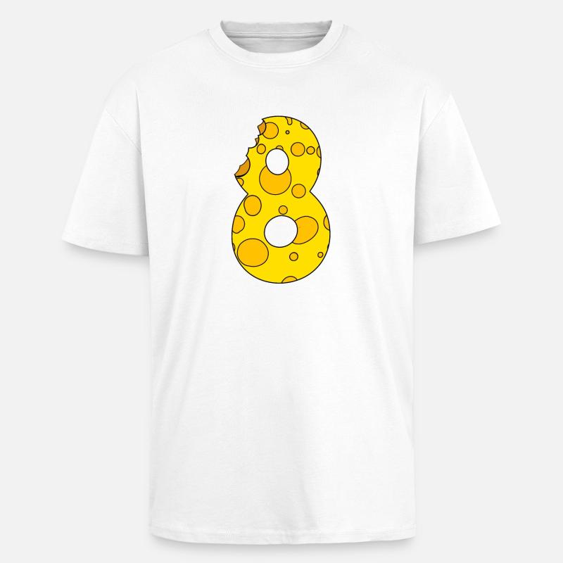 Numéro 8 Digit Cheese - T-shirt unisexe oversize épais - blanc