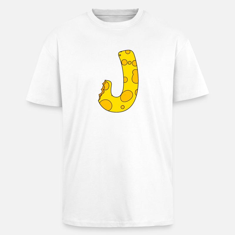 Lettre J - T-shirt unisexe oversize épais - blanc