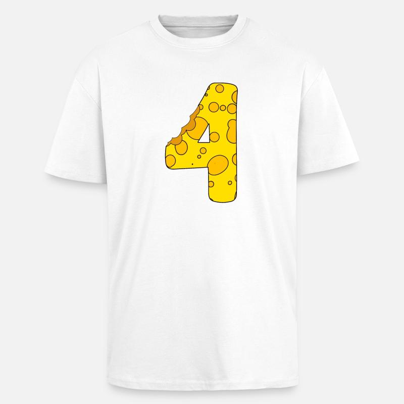 Number 4 Digit Cheese - Unisex Oversized Heavyweight T-shirt - white