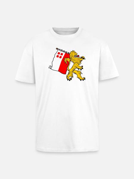 Lion avec drapeau Utrecht Utrecht drapeau - T-shirt unisexe oversize épais - blanc