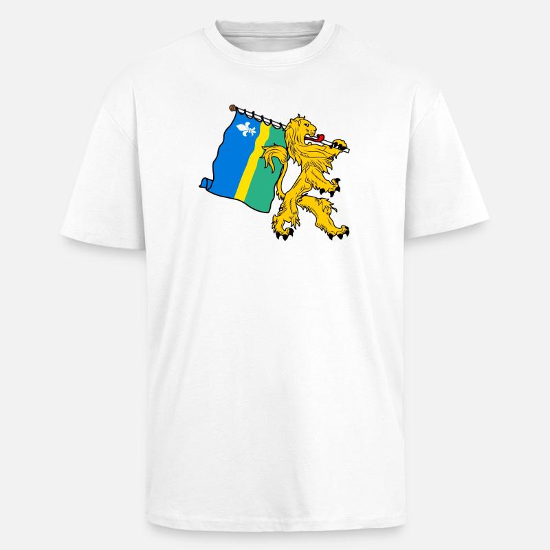 Lion avec drapeau Flevoland le drapeau - T-shirt unisexe oversize épais - blanc