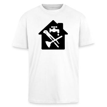 Tool logo plumber in cottage - Unisex Oversized Heavyweight T-shirt - white - Front - Alina (178cm) & Michal (187cm)