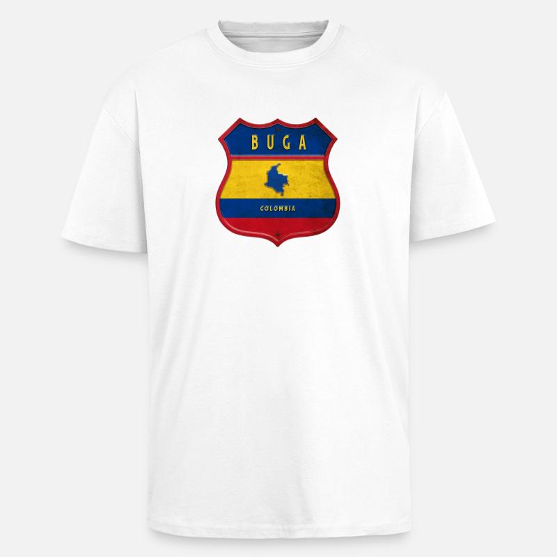 Buga Kolumbien Wappen Design - Oversized Heavyweight Unisex T-Shirt - Weiß
