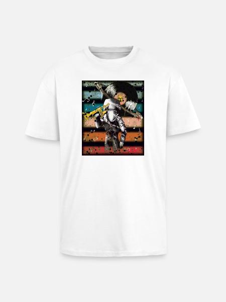 Astronaut Music Vinyl Art - Unisex Oversized Heavyweight T-shirt - white