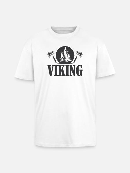 viking icon axe symbol fire graphic - Unisex Oversized Heavyweight T-shirt - white