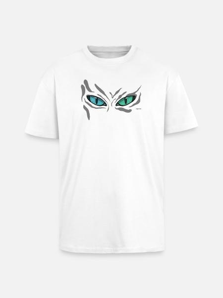Night Cat Eyes Teal View - Unisex Oversized Heavyweight T-shirt - white