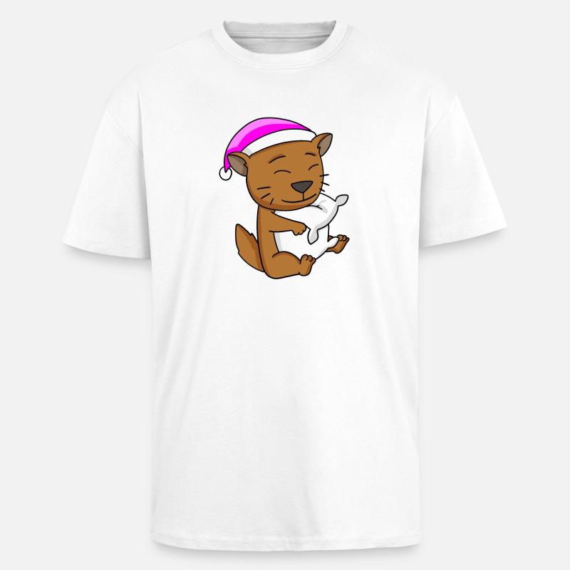 Chat race de chat Somali - T-shirt unisexe oversize épais - blanc