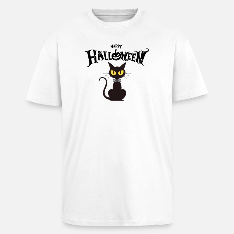 Black Cat Chic Fliege - Oversized Heavyweight Unisex T-Shirt - Weiß