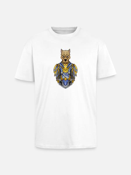 Knight Dog in Medieval Armor - Unisex Oversized Heavyweight T-shirt - white