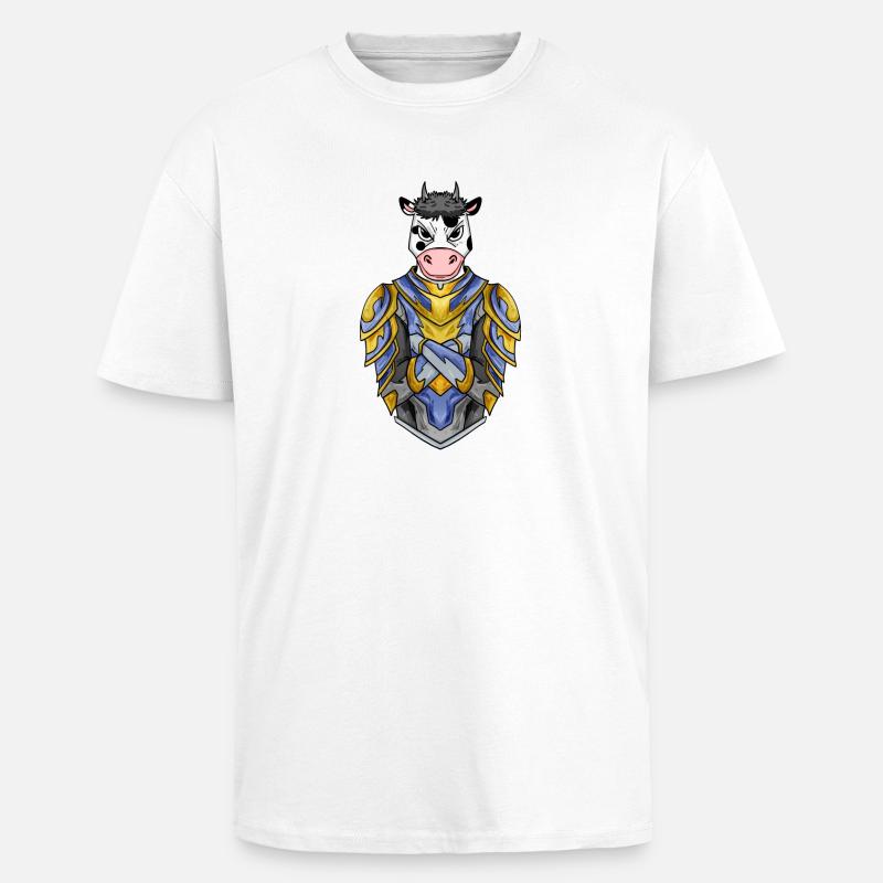 Chevalier Cow Crusader - T-shirt unisexe oversize épais - blanc