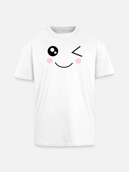 Kawaii Face Funny - Unisex Oversized Heavyweight T-shirt - white