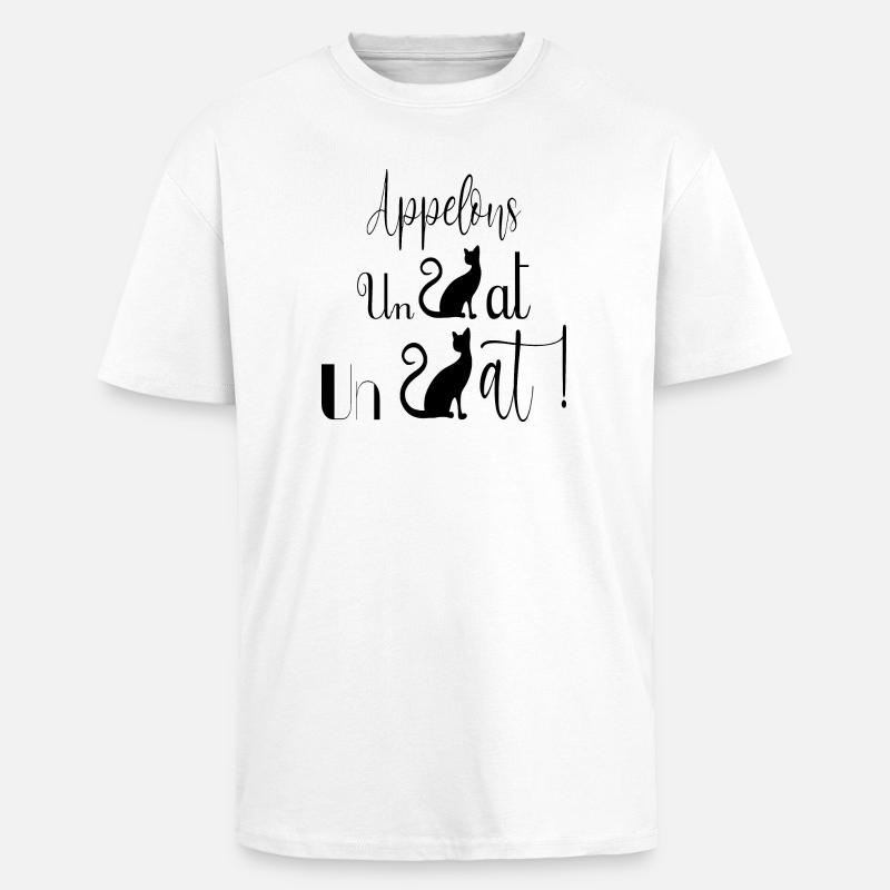 chat - T-shirt unisexe oversize épais - blanc