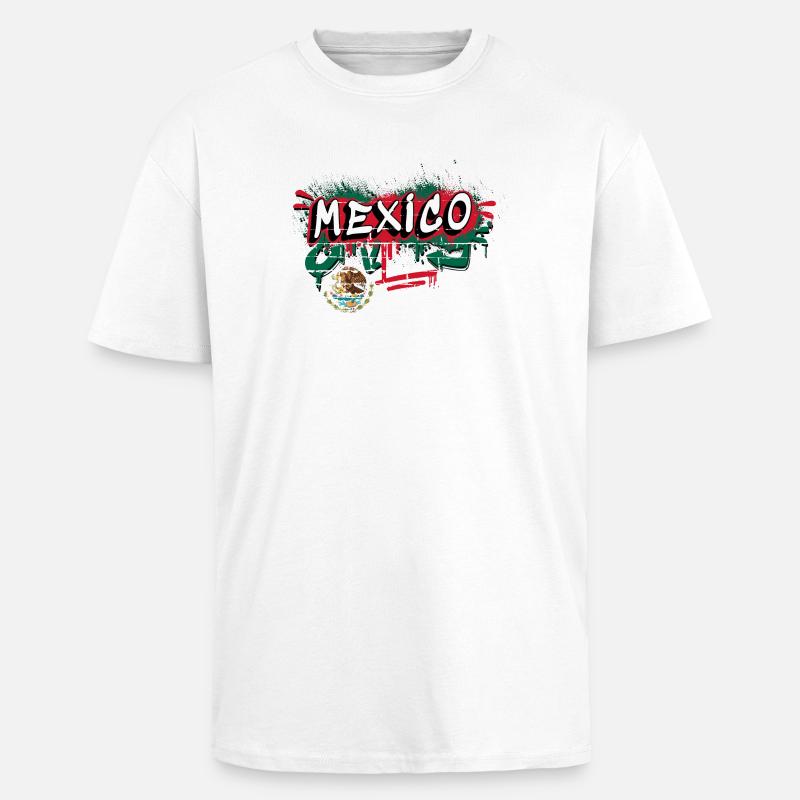 Mexiko Flagge Graffiti Design - Oversized Heavyweight Unisex T-Shirt - Weiß