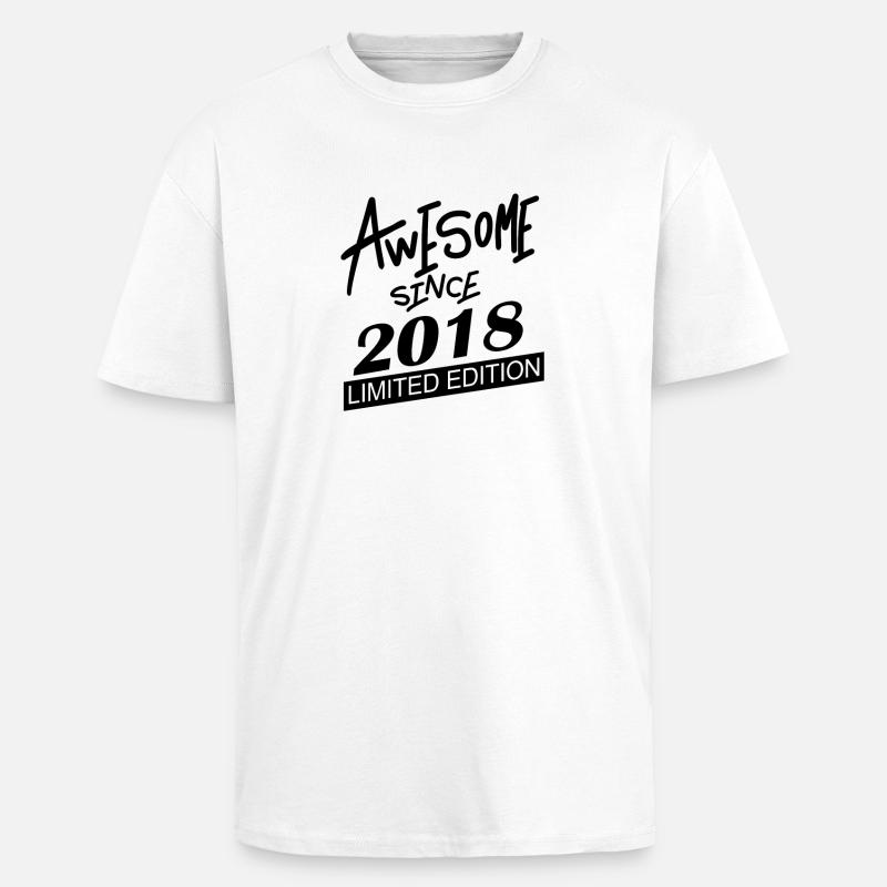 2018 - Millésime 2018 - T-shirt unisexe oversize épais - blanc