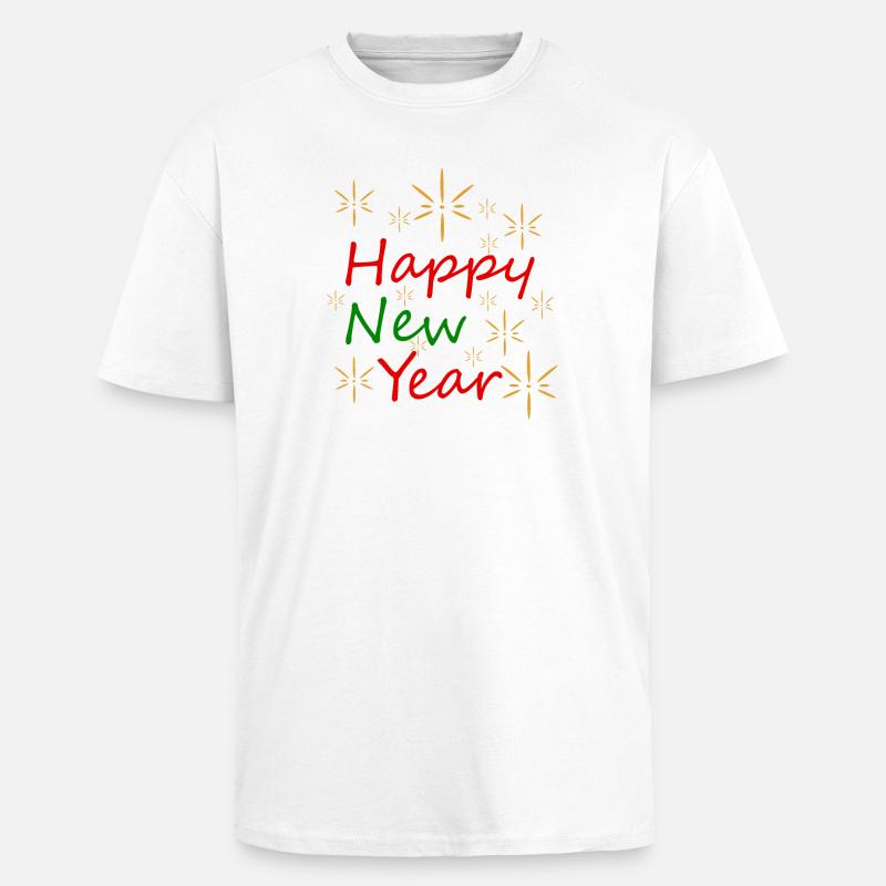 Nouvel An en Or Vert - T-shirt unisexe oversize épais - blanc