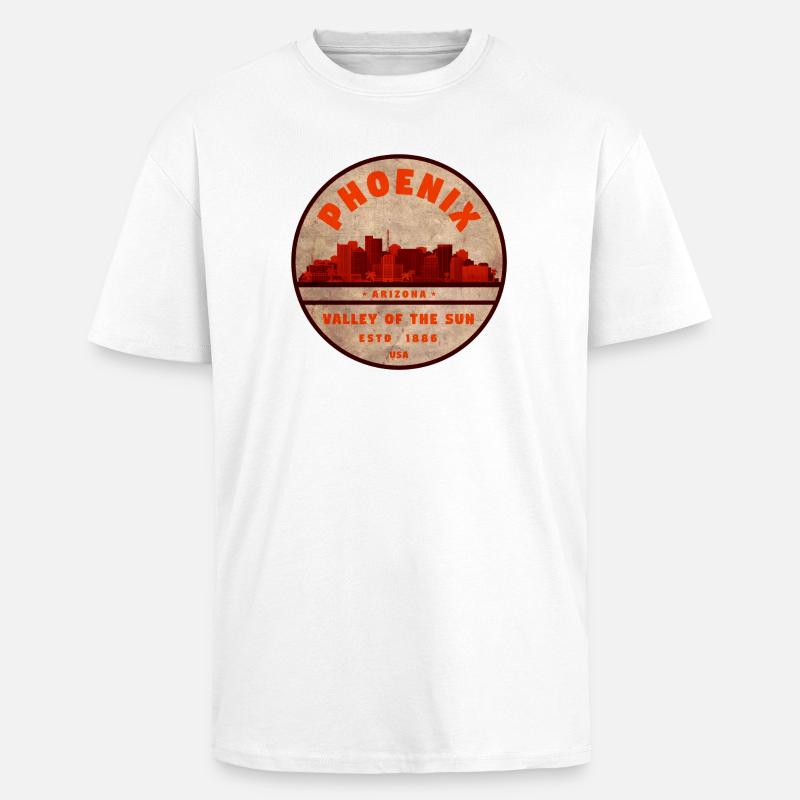 Phoenix Skyline Retro Abzeichen - Oversized Heavyweight Unisex T-Shirt - Weiß