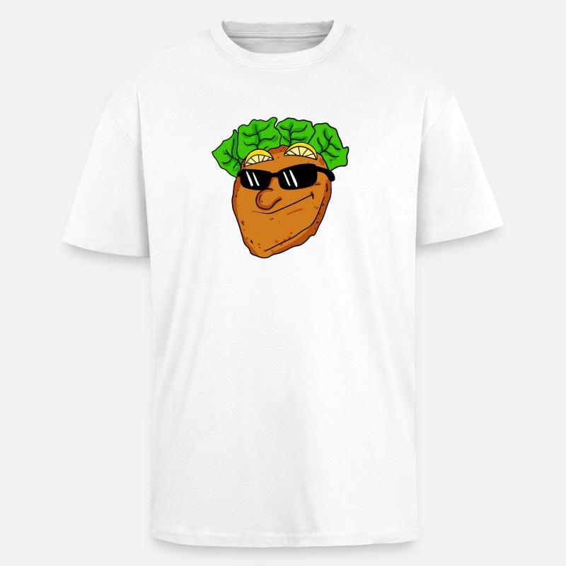 Cooles Schnitzel mit Sonnenbrille - Oversized Heavyweight Unisex T-Shirt - Weiß